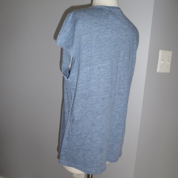 Theory Ginala Cash Casual Top Linen Scoop Neck Tee - Picture 4 of 8